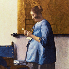reproductie brieflezende vrouw in het blauw van Johannes Vermeer